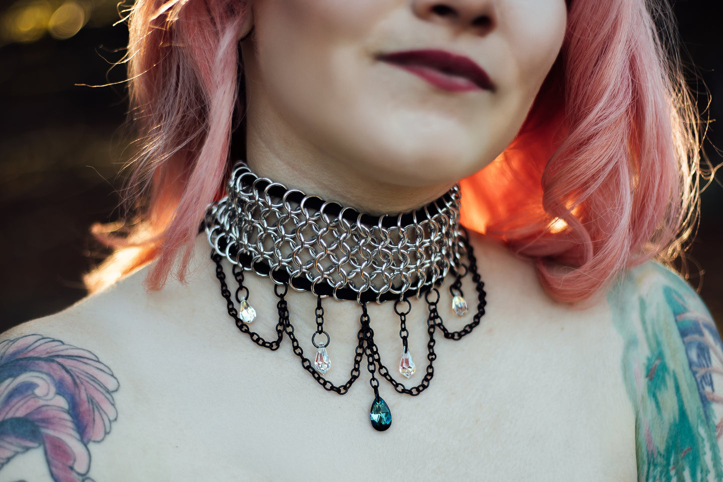 Chainmail Choker with Swarovski Crystals